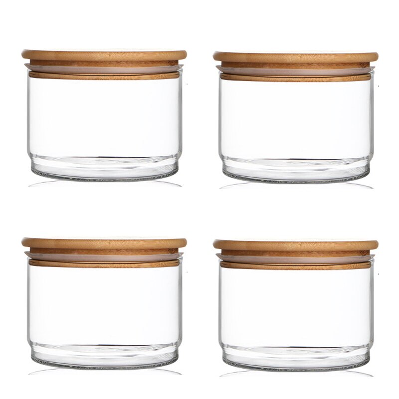 Tre lokk glass lufttett beholder kjøkken oppbevaringsflasker krukker matbeholder korn te kaffebønner flaske godterikrukkebeholdere: 4 stk