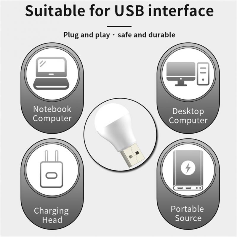 Big USB Plug Lamp Portable LED Light Mini Night Light Small Round Light Computer Power Bank Light Small Round Light