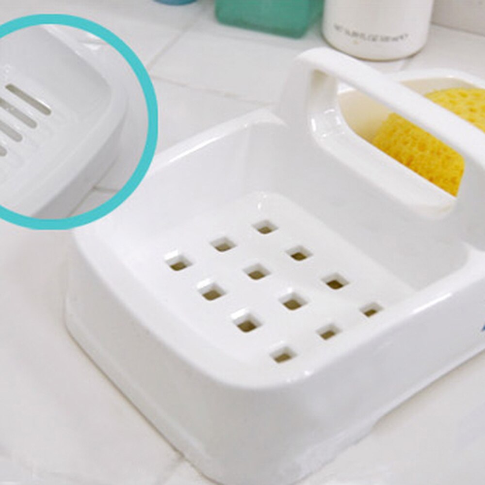 Imported portable soap box drain double grid soap holder large laundry soap soap box simple blue and white series LO1112341