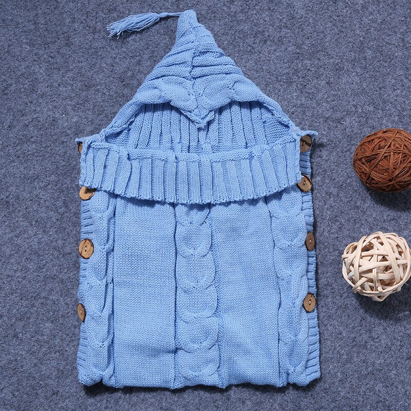 Herfst En Winter Zuigeling Breiwol Knoppen Slaapzakken Kinderkleding Ontvangen Dekens