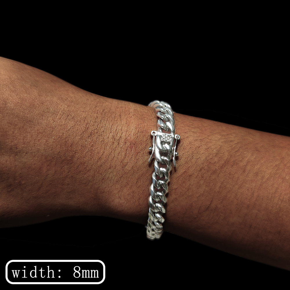 Men Stainless Steel Bracelet 6-14mm 18 K Gold Plated Miami Cuban Link Charm Bracelet For Men Pulsera Acero Inoxidable: 17cm / Light Yellow Gold Color