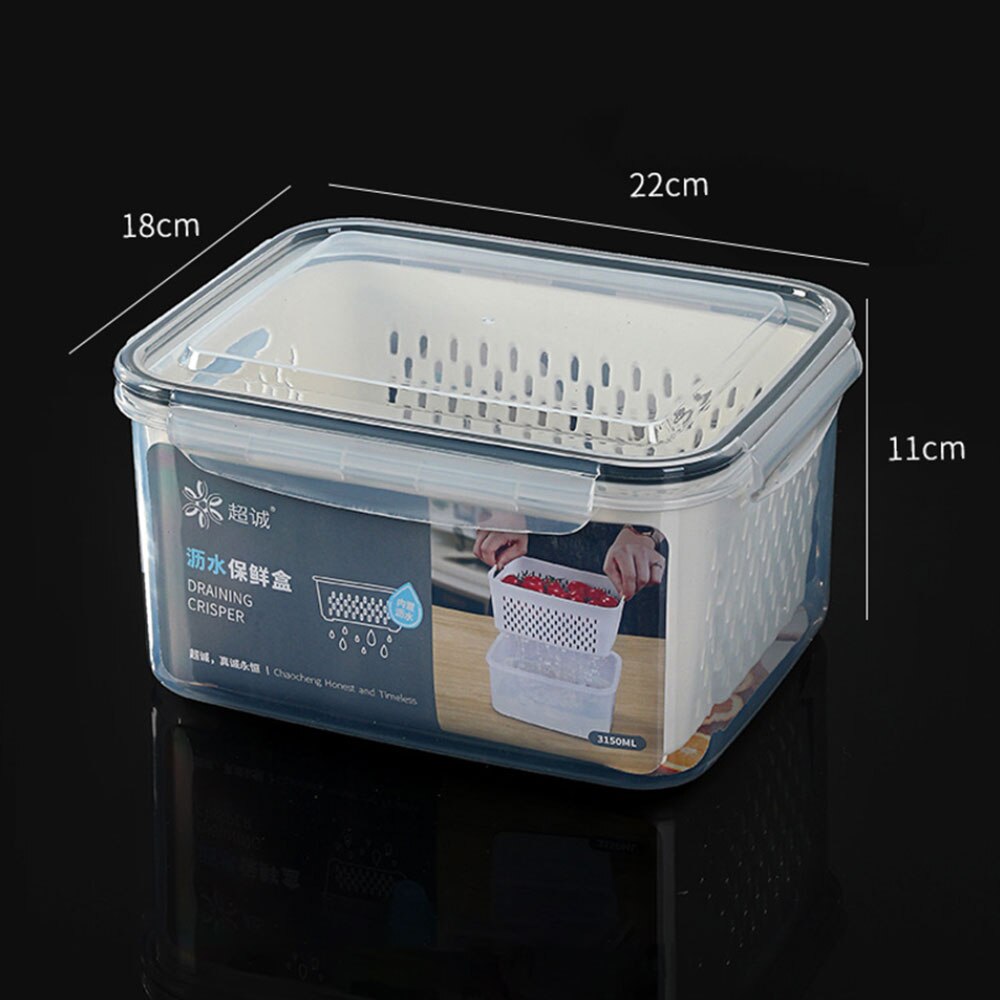 Égouttoir à légumes et fruits, boîte de rangement de cuisine, réfrigérateur pour garder au frais, bac à légumes et fruits, panier en plastique multifonctionnel: 3150ml