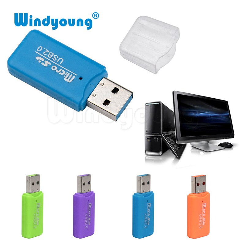 Usb 2.0 Kaartlezer High Speed Usb Flash Drive Ondersteuning Microsd-kaart Tf Kaartlezer Plug En Play Kleurrijke Geheugen card Voor Pc