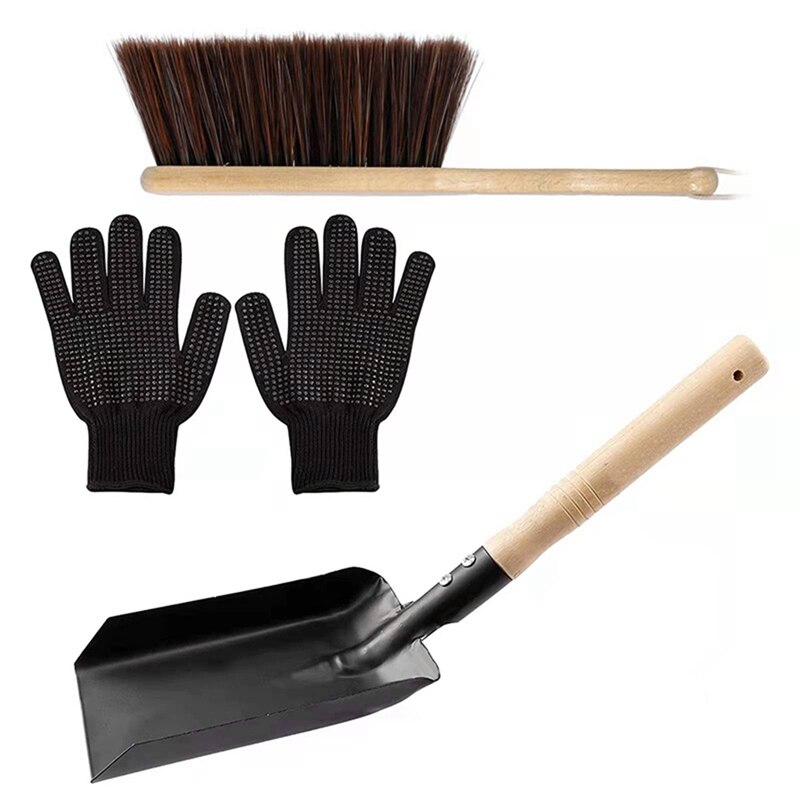 Fireplace Ash Shovel and Brush Set, Shovel and Hearth Brush, Fireplace Shovel and Brush Hearth Tidy Accessories Set