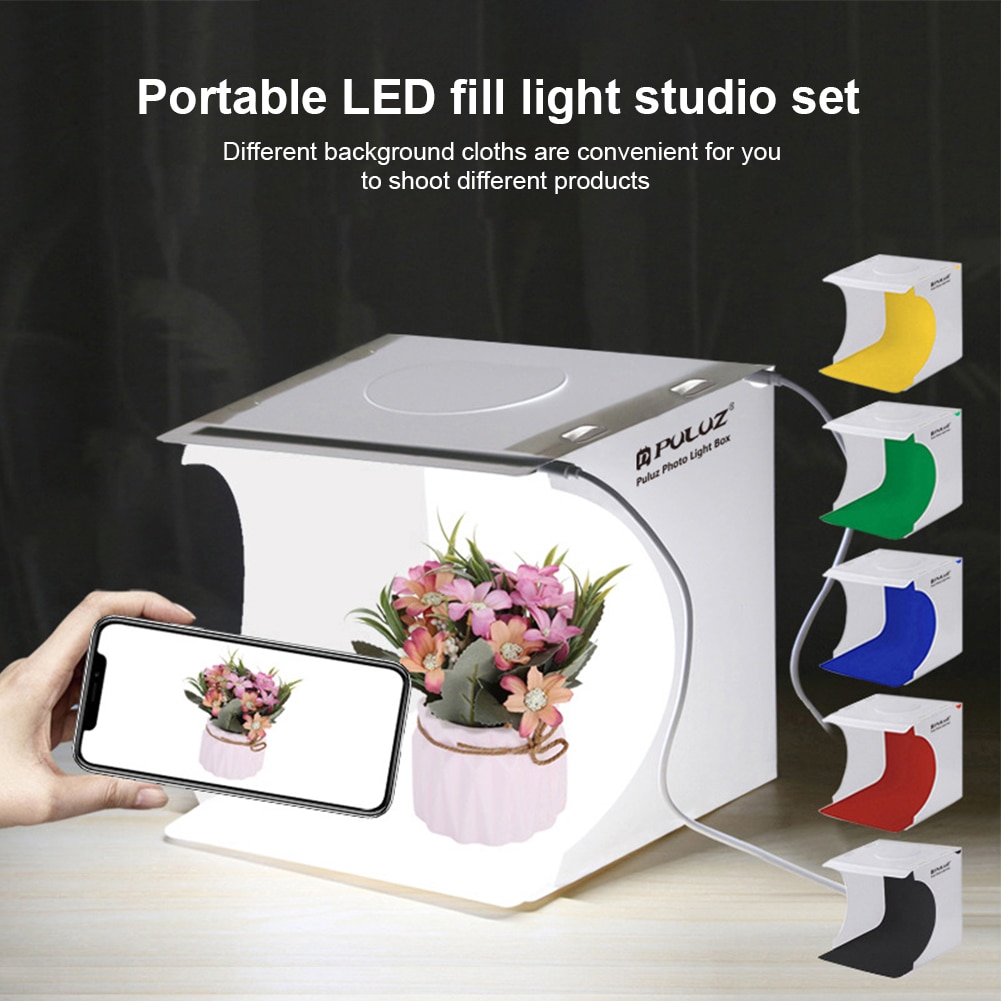 Camera Foto Doos Softbox Led Lightbox Mini Fotostudio Doos Met 6 Kleur Backdrops Fotografie Studio Schieten Tent Box Kit