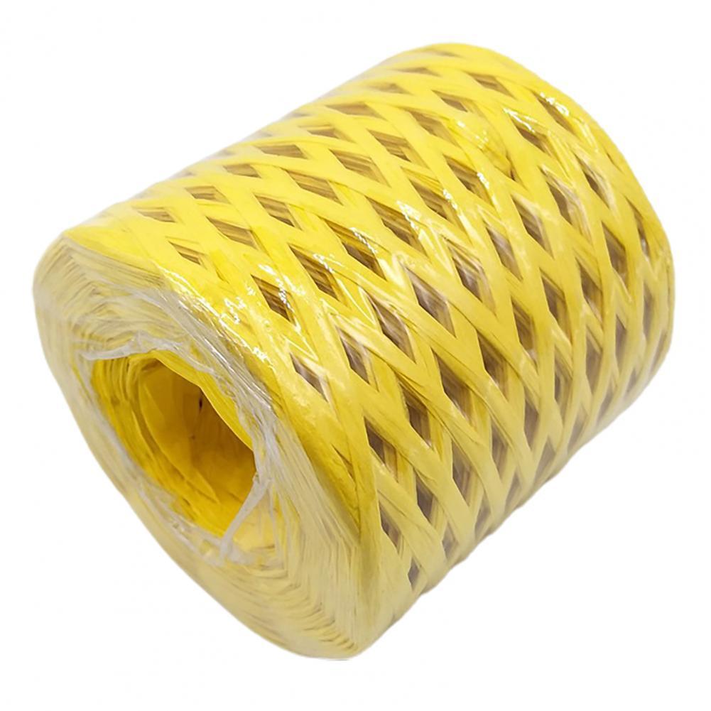 1 rollo de hilo de rafia de larga duración, hilo de rafia tejido a mano, ideal para envolver, DIY, 12 colores: YELLOW
