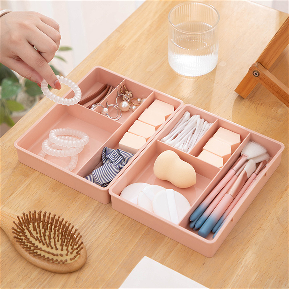 Plastic Stationery Divide Drawer Organizers Desk Storage Box Jewelry Makeup Case Lipstick Cotton Lipstick Sundries Container