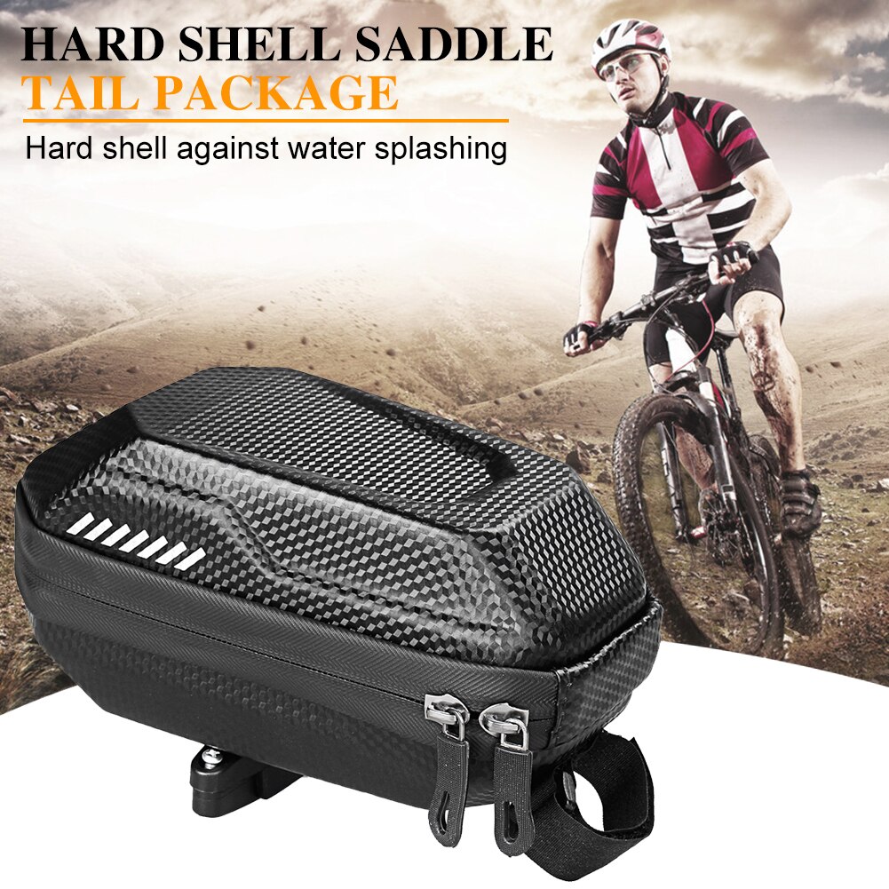 MTB Mountain Bike Saddle Rear Pannier Hard Shell Bag Bicycle Tail Bag Carbon Leather Waterproof Case Cycling Equipment