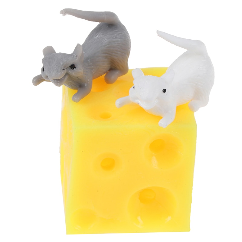 Divertente topo E Formaggio Dito Spremere Giocattoli Melma di Estrusione Elastico topo Nascondere in Formaggio del Foro di Blocco in reticolo Stressbusting Agitarsi Giocattolo