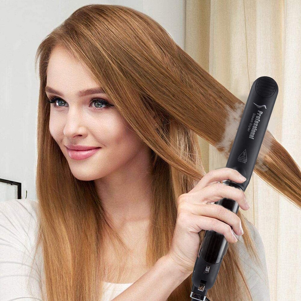 Flat Steam Iron Hair Straightener Ceramic Vapor with Argan Oil Infusion Straightening Hair Flat Iron Steampod