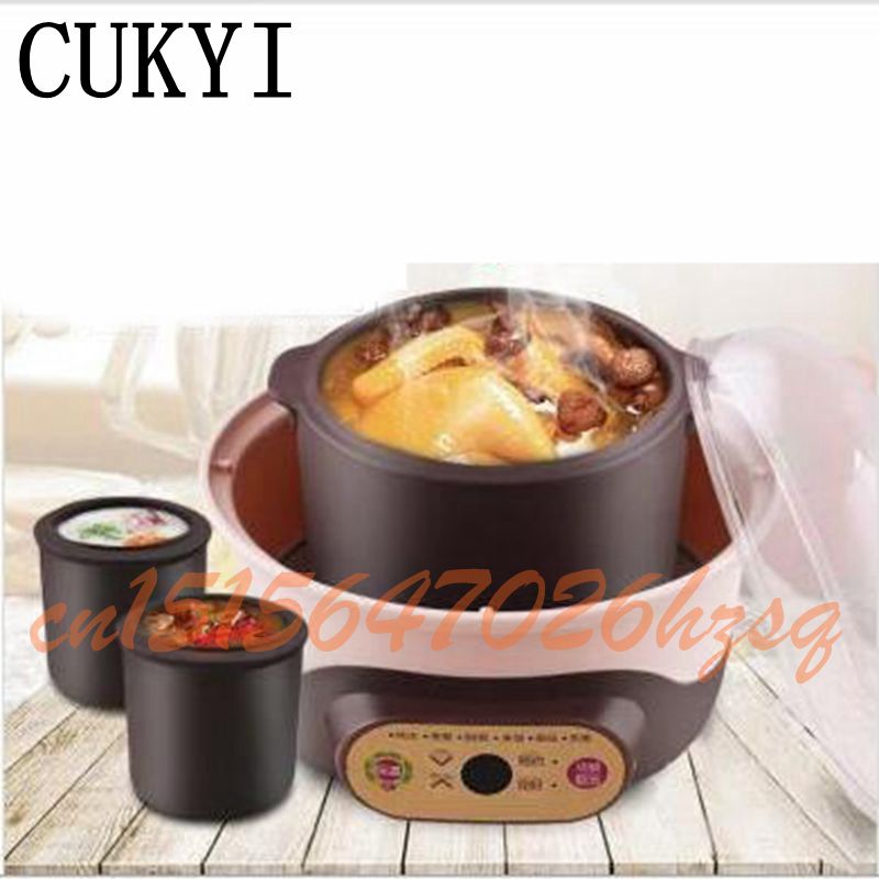 CUKYI 1-2L Multifunctional cooker electric 150W Slow Cookers Purple clay water proof stewpan cooking gruel Health slow cooker