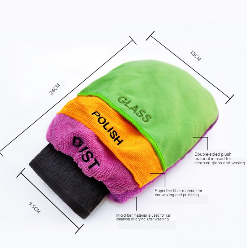 3-schicht Multi-funktion Auto Wachsen Handschuhe 3 in 1 Polieren Handschuhe Auto Reinigung Handschuhe Nicht Einfach zu schuppen Wasser Wischen Glas Auto