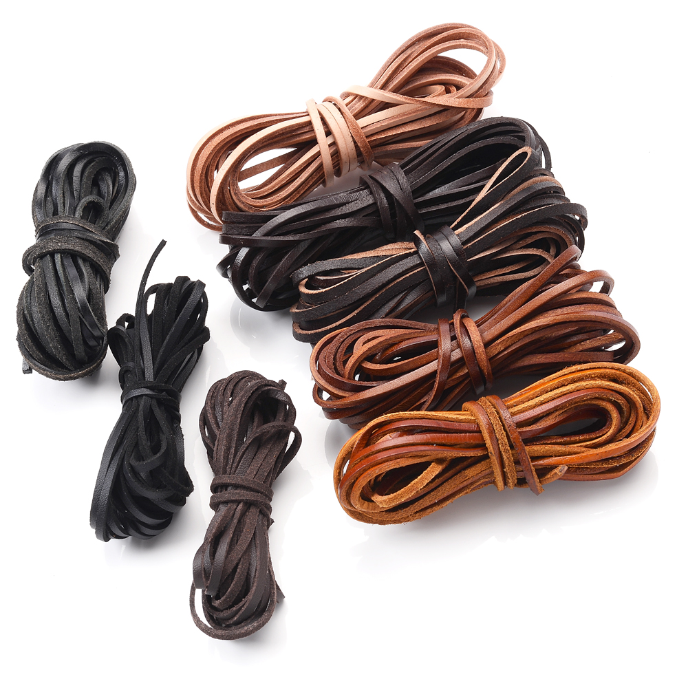 Bracelet en fil de cuir tressé de 5 mètres, cordon rond et plat en cuir, corde à faire soi-même