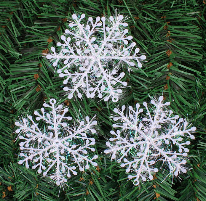 30pcs 8cm Kerst Ornament Witte Sneeuwvlokken Plastic Sneeuwvlok Boom Venster Kerst Decoraties Voor Thuis DIY