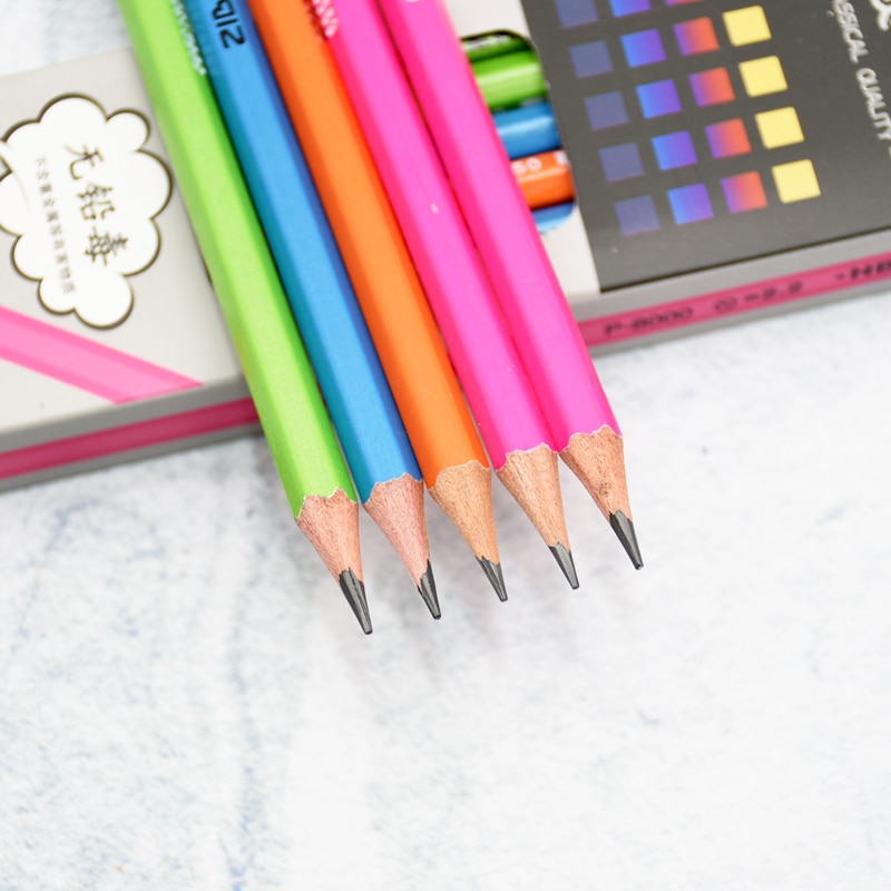 12 pieces / box level softened wooden pencil environmental protection HB pencil eraser learning stationery