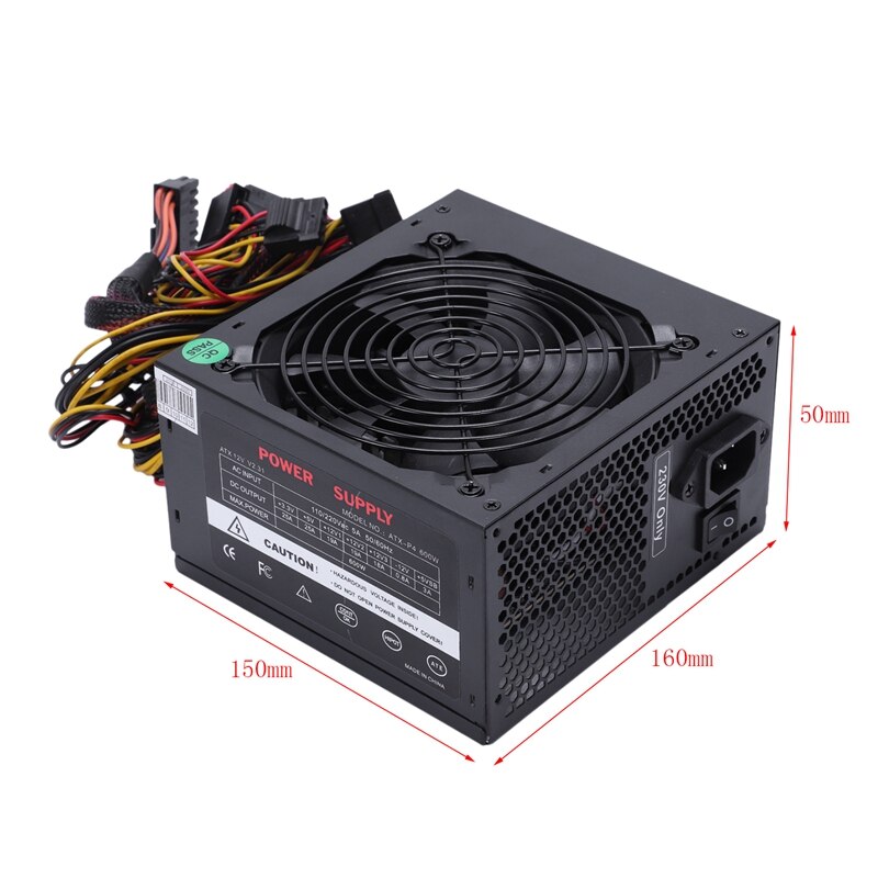 170-260V Max 600W Power Supply Psu Pfc Silent Fan 24Pin 12V Pc Computer Sata Gaming Pc Power Supply For Amd Computer Eu Pl