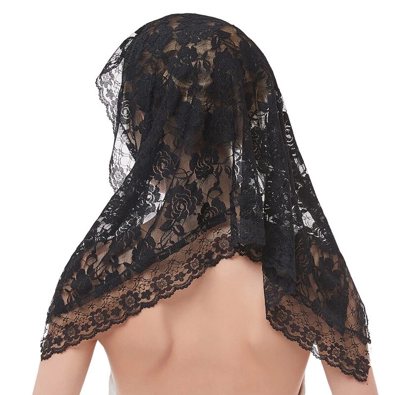 Velo de encaje negro para iglesia, Mantilla de cobertura de cabeza de masa Latina católica, Vela, Mantilla Negra, gasa, Dentelle, Vela Negra