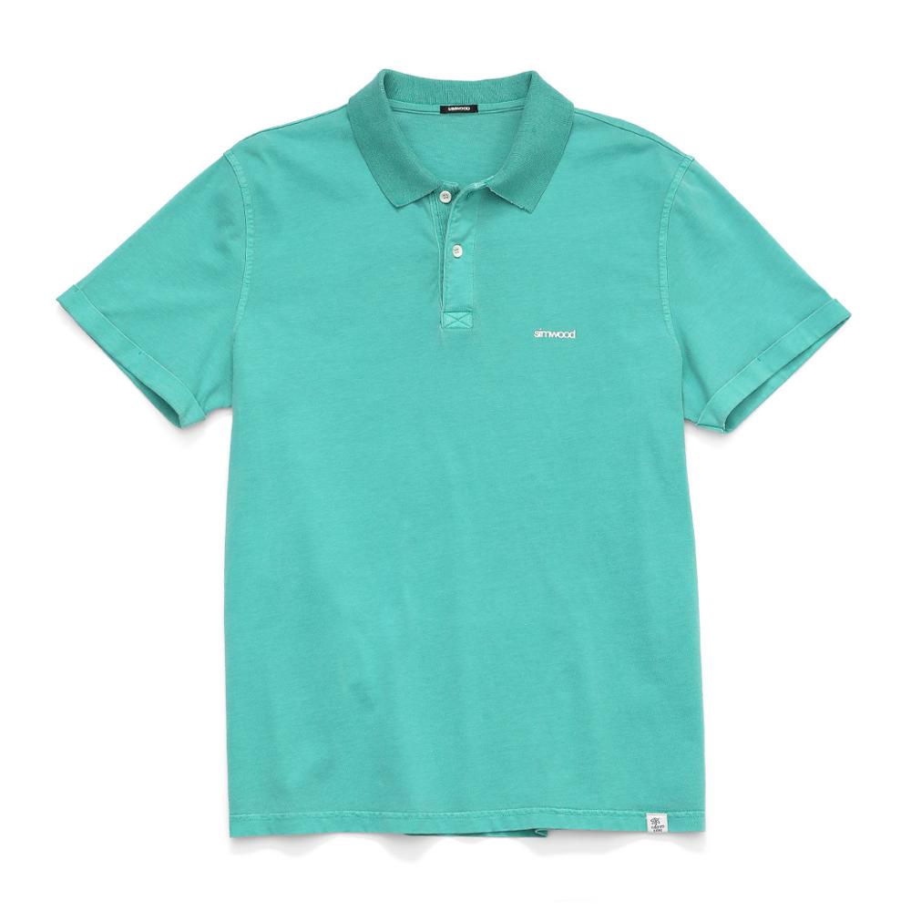 SIMWOOD 2022 summer vintage garment dyed plain cloth fabric thin polo shirts 100% cotton breathable polo shirts: green / M