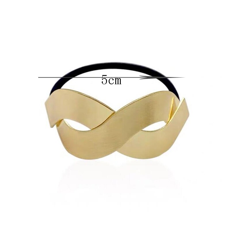 Coleteros de aleación de Color dorado para niña y mujer, cintas elásticas para el pelo, accesorios para el cabello de estilo Punk geométrico