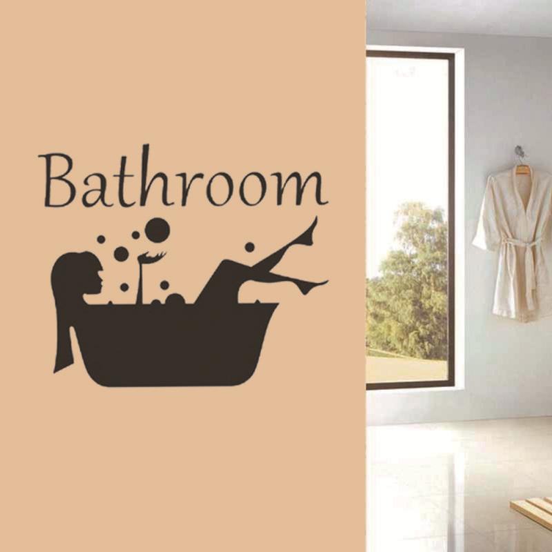 Black Art Bathroom Wall Stickers Toilet Home Decoration Waterproof Wall Decals for Bathroom Sticker Decorative Poster Home Decor