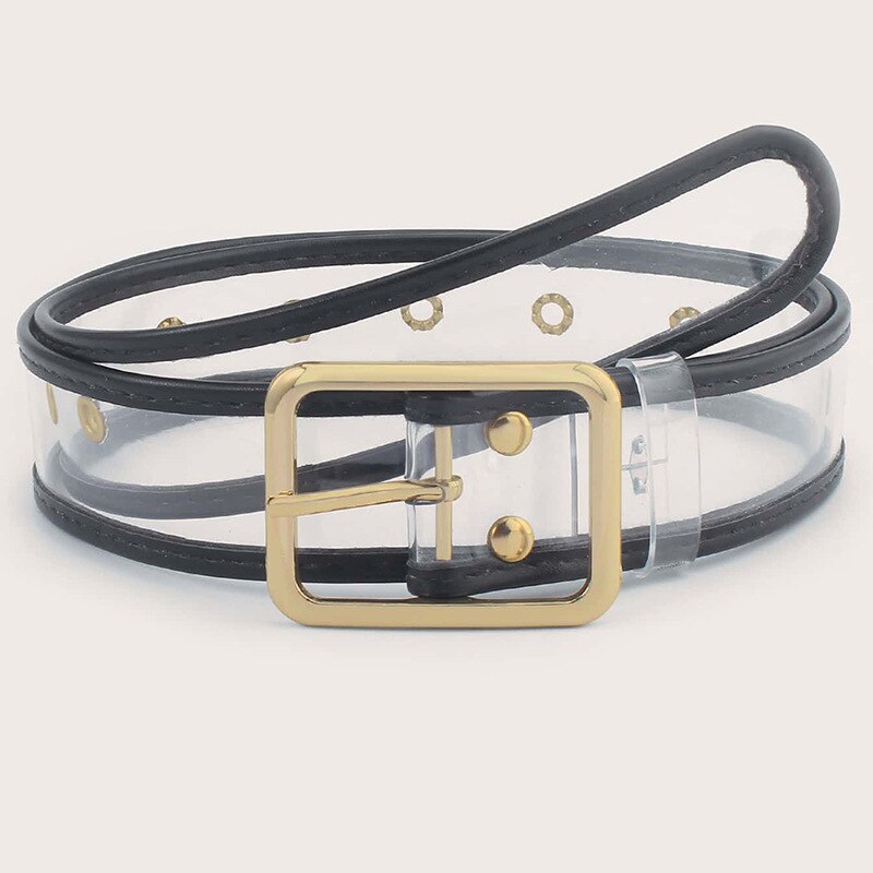 Neue Frauen Transparent Gürtel PVC Klar Runde Quadrat Herz Pin Schnalle Breite Taille Bands Damen Bund Punk Taille Gürtel: YD764