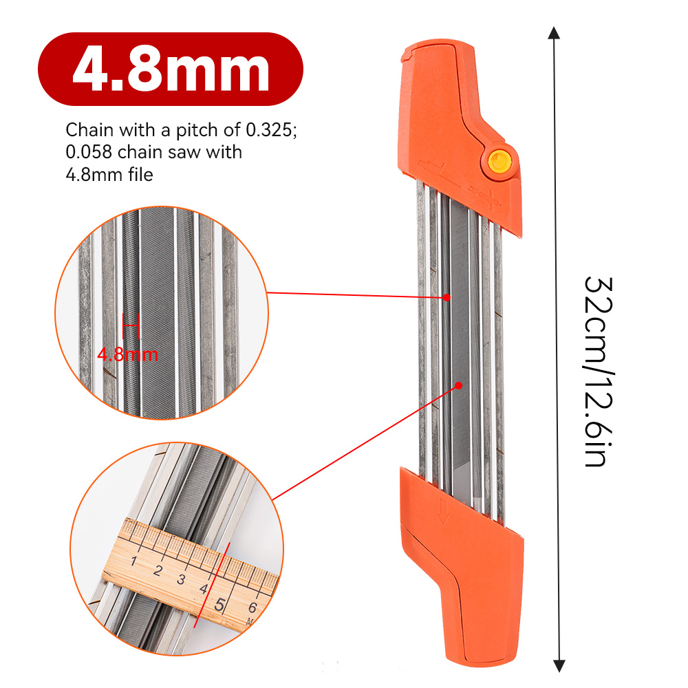 2 In 1 Easy File Chainsaw Chain Sharpener 3/8 P 4.0mm Saw Teeth Set Fast Sharpening With 2pcs 5/32 Inch Files Chain Sharpener: grey