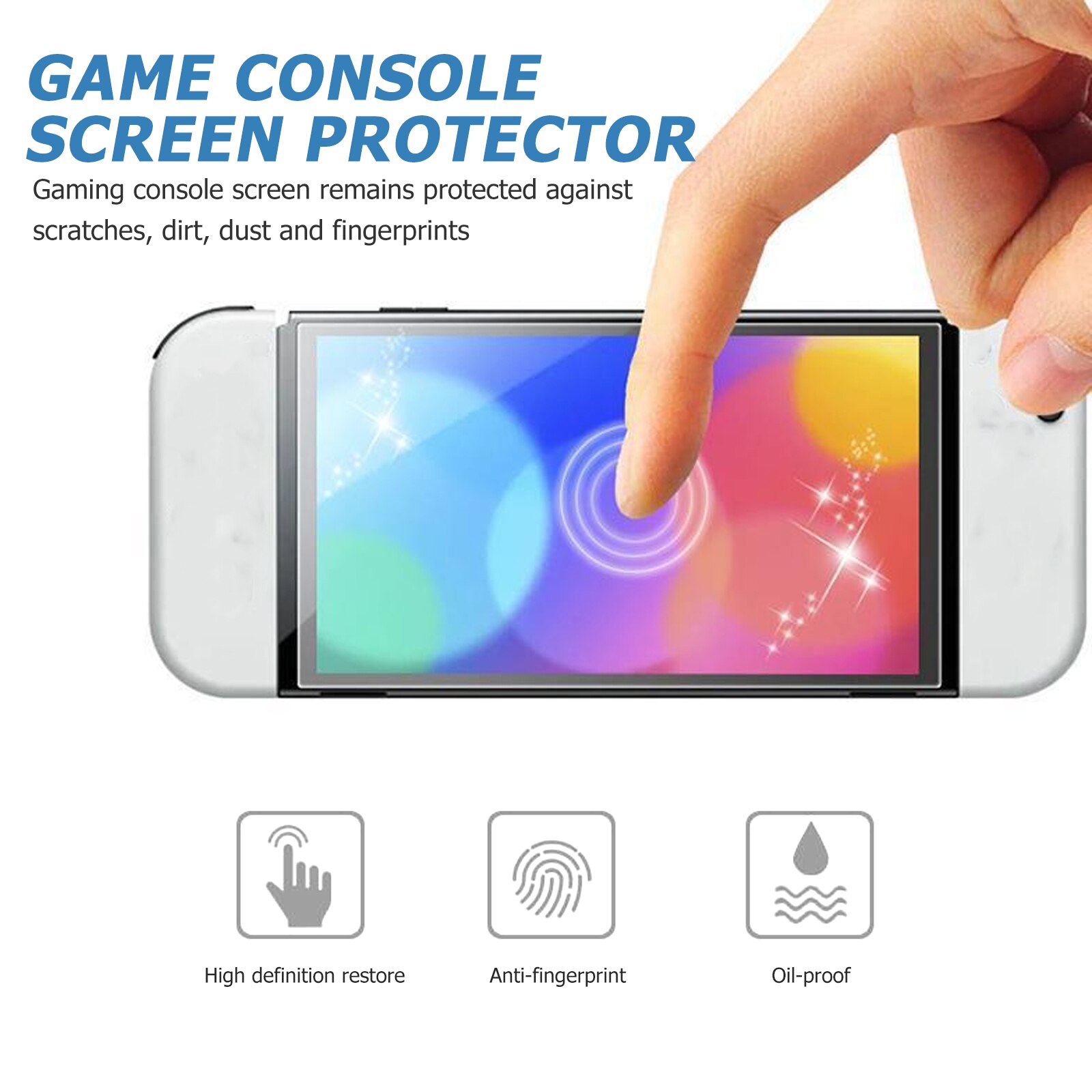 2PCS Console Screen Protector Compatible For Switch OLED Tempered Glass Film