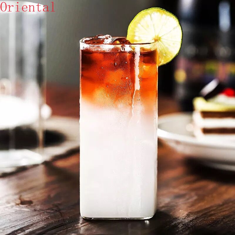 Highball Glasses Lead-Free Crystal Clear Glass Drinking Cups for Water Wine Beer Cocktails and Square Mini Dessert Cups