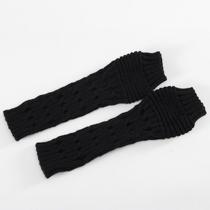 Nuevos guantes de lana con dedos abiertos para otoño e invierno, guantes plegables y cálidos para hombres y mujeres: Black