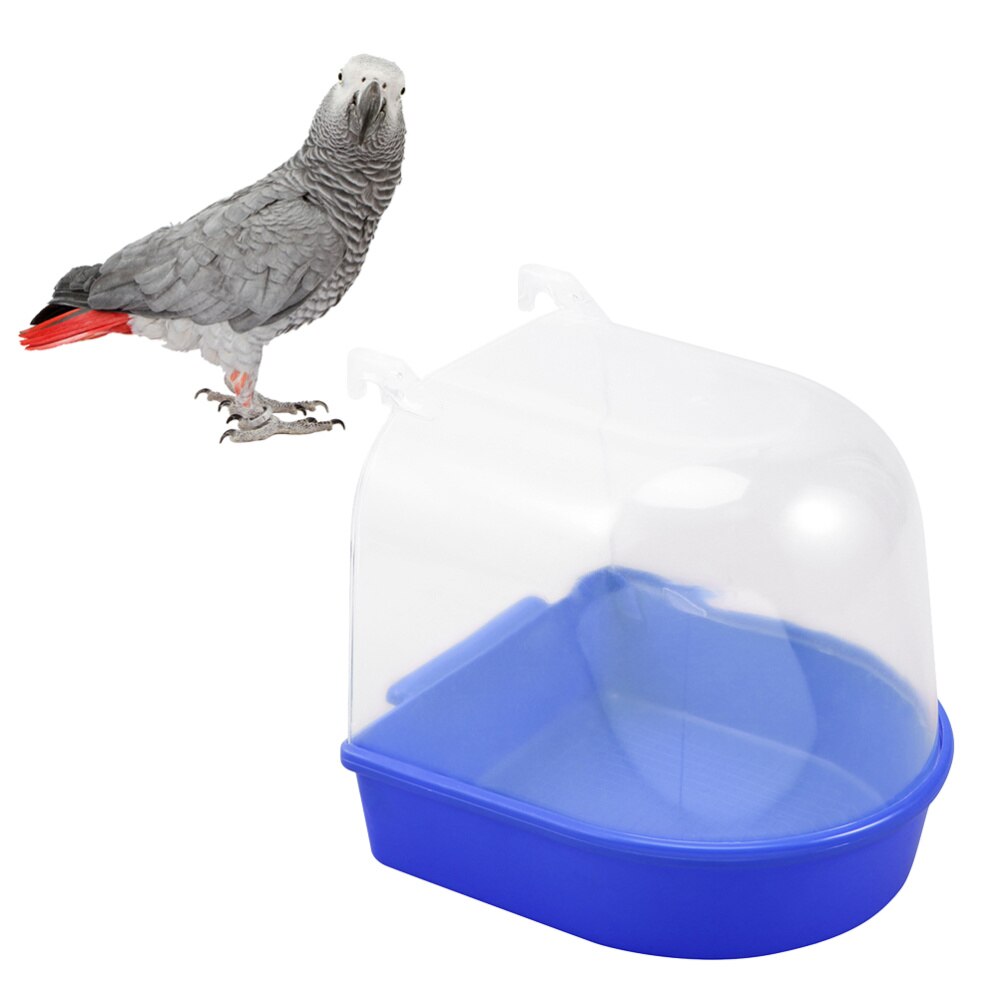 Caged Bird Bath Multi Cage Bird Bath Covered for Small Brids Canary Budgies Parrot (White): Blue