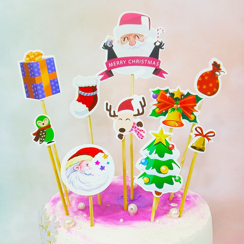 God jul kage topper søde sika hjorte hjem ornament til bryllupsfest baby shower fødselsdag forsyninger diy kage dekoration: F