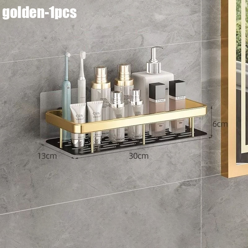 1-3pcs Bathroom Shelf Kitchen Storage Organizer Aluminum Alloy Shampoo Rack Shower Shelf Bathroom Accessories No Drill Shelf: Blue