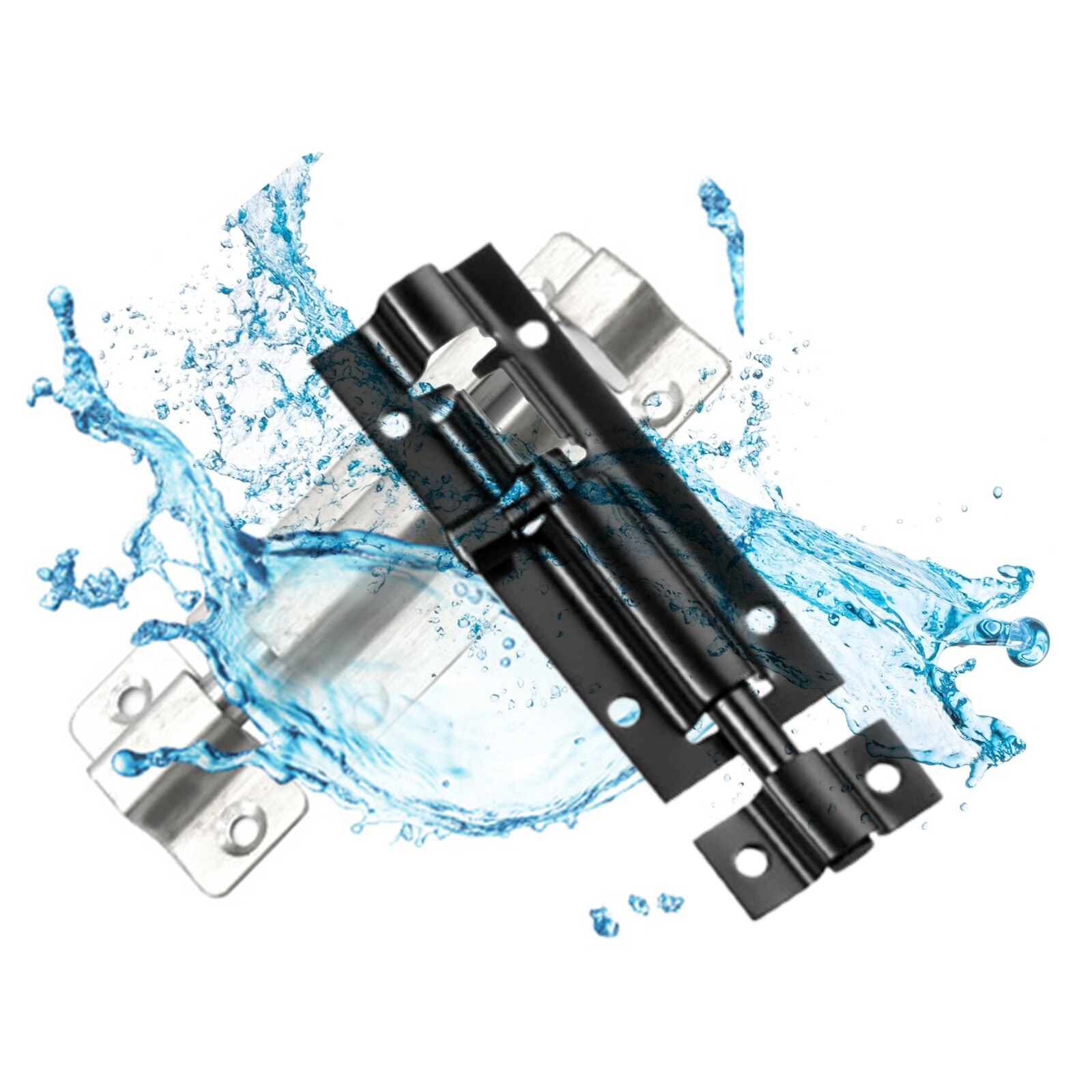 4Pcs Slide Door Latch Lock Stainless Steel Bolt Screws Energized For Drawer cupboard With Screws Door Security Home Improvement