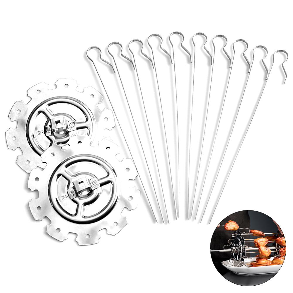 10 fork BBQ Steel Metal Roaster Rotisserie Skewers Needle Cage Oven Kebab Maker Grill Barbecue Supplies