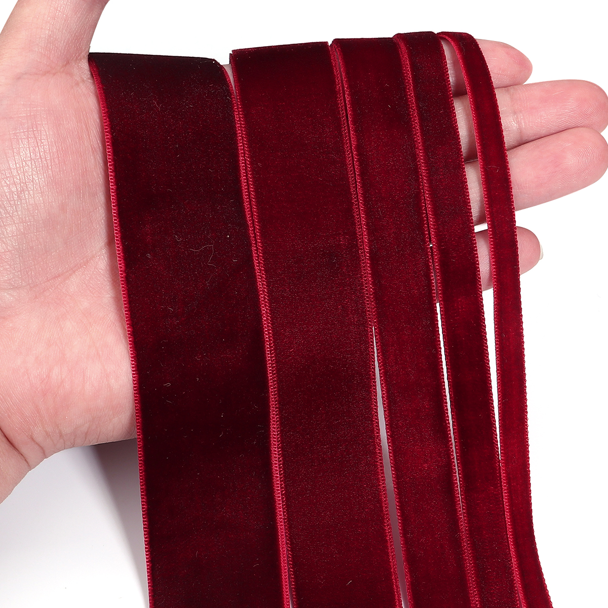 5-10 Meter/Rolle Samtbänder Schwarz Weinrot Farbe Single Gesicht Beflockung Gurtband für DIY Weihnachten Handwerk Verpackung Dekoration