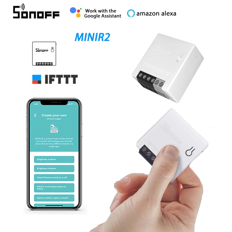 SONOFF 10A MINIR2 Smart Home Mini Wifi Switch Module Timer Two-Way Switches Voice Control With EWelink APP Alexa Google Home