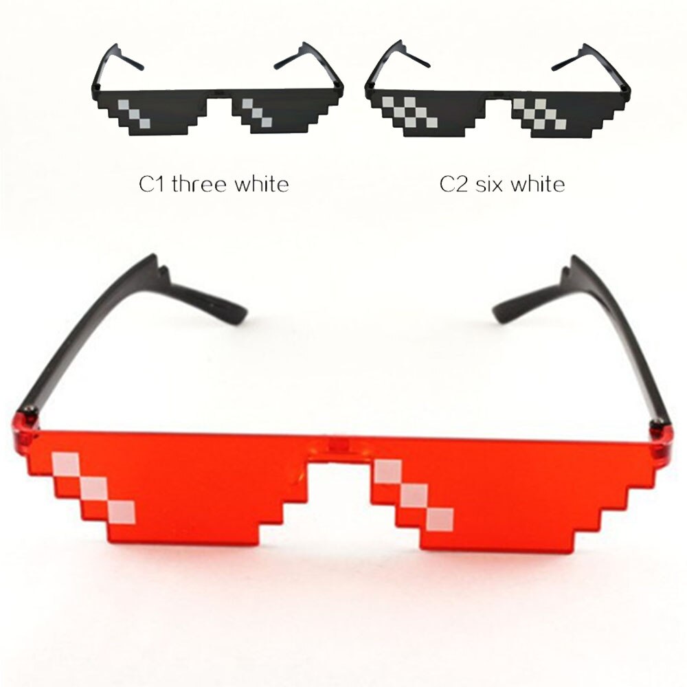Retro glasögon 8 bit thug life solglasögon pixlade män kvinnor märke fest glasögon mosaik  uv400 vintage glasögon leksaksglasögon