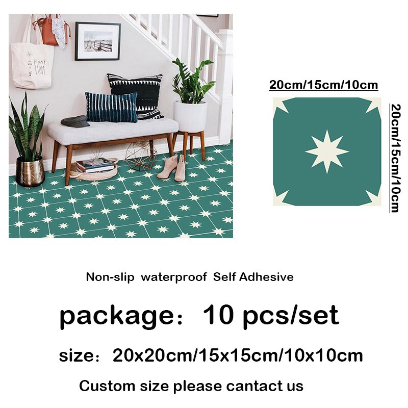 Lot De 10 Autocollants De Sol Hexagonaux Antidérapants – Vinyle Imperméable Noir/Blanc/Gris – 20 X 23 Cm – Cuisine, Salle De Bain, Salon