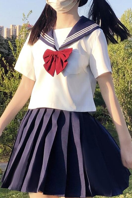 College Suit Short Sleeve Sailor Pleated Skirt JK Uniforms Female Summer japanese school girl uniform