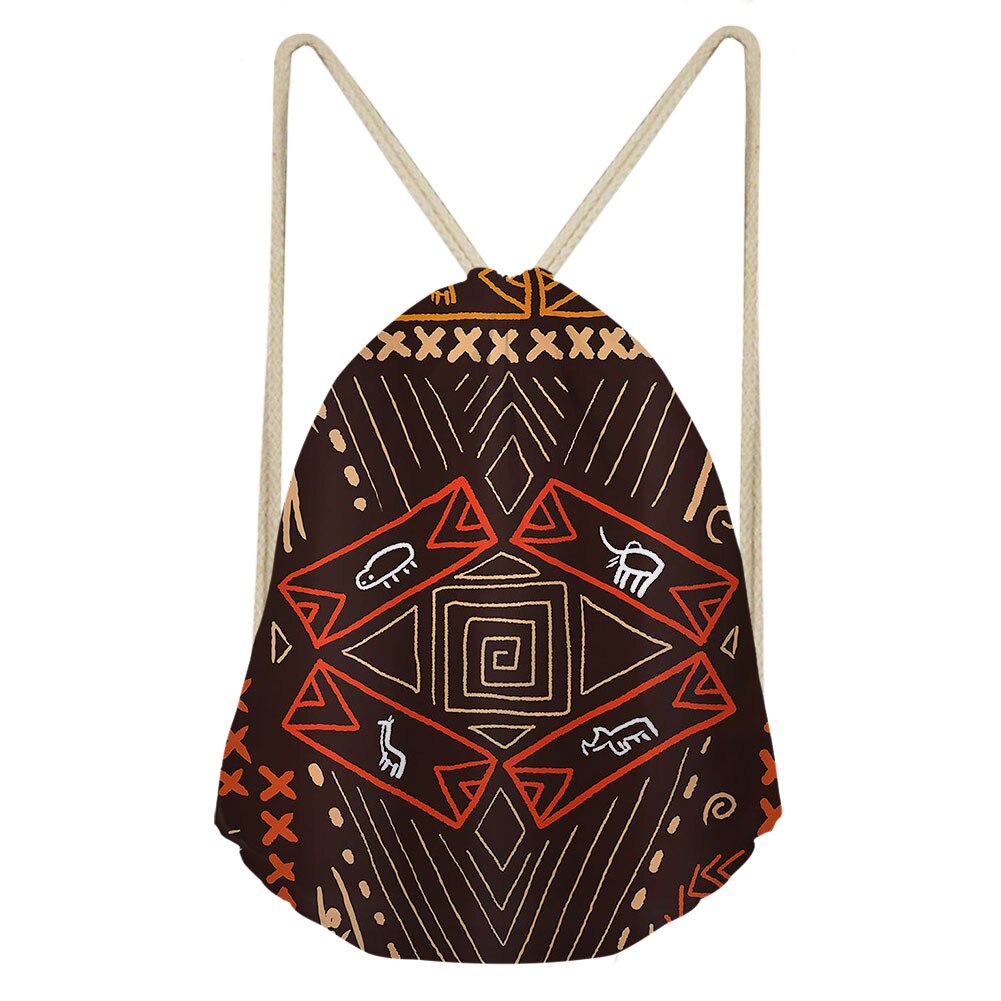 Art Style africain impression cordon sacs femmes ethnique noir Style plage épaules sac Afro dames élément chaîne sac à dos: Rouge