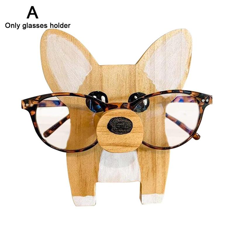 Animal Wood Glasses Rack Hand Carve Eyeglasses Spectacle Sunglasses Holder Stand Animal Puppy Cat Glasses Holder Stand: Corgi
