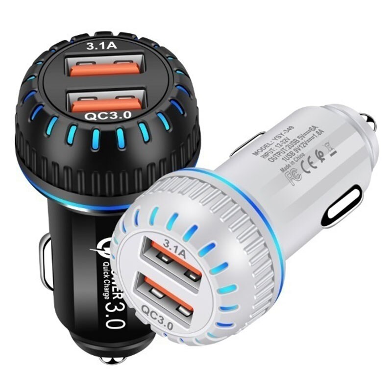 Car Accessories Fm Transmitter Car Charger Car USB Fast Charger Double Port USB Car Charger Adapter Phone Charger