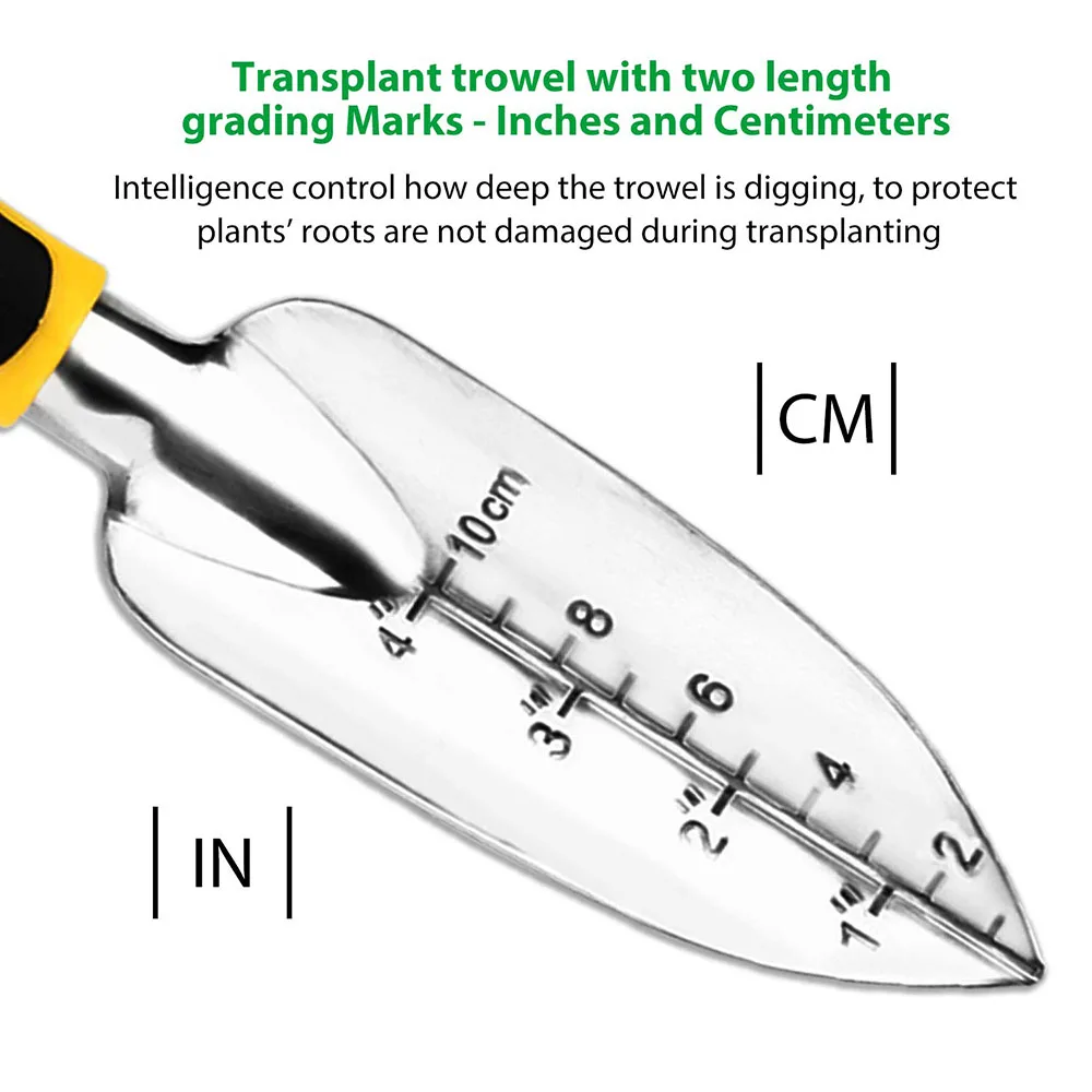 Tuingereedschapset 4-pack met troffel, cultivatorhandhark, transplantatietroffel, tuinhandschoenen voor wieden, grond losmaken