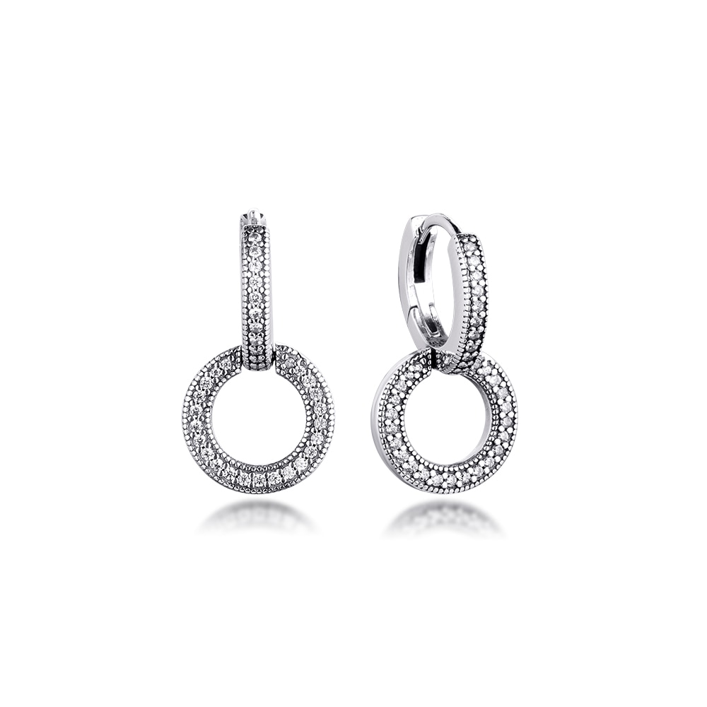 Ckk øreringe mousserende dobbelt øreringe sterling sølv smykker 100%  til kvinder brincos kolczyki pendientes accesorios mujer