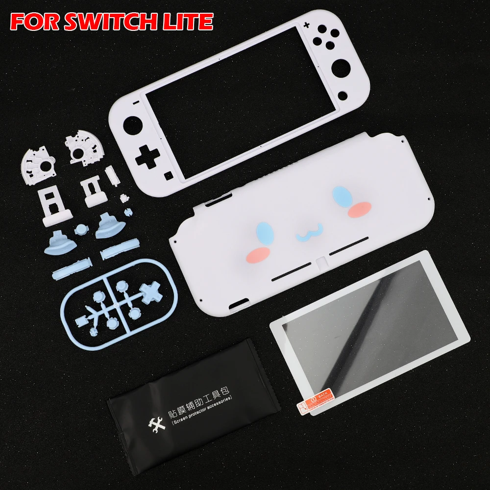 Para Switch Lite para consola de juegos NS LITE, carcasa de repuesto, botones y acceso de modificación de pantalla de película de vidrio templado