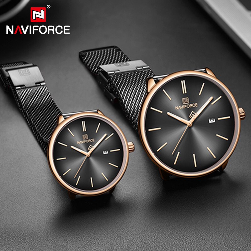 NAVIFORCE Couple montre hommes montre Simple de luxe Quartz montre-bracelet femmes horloge pour mâle femelle étanche amoureux mince montre