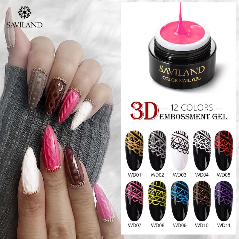 Saviland 3D Emboss Gel Lak Carving Schilderen Gel Pasta Gel Polish 2 In 1 Gel Varnish Diy Nagels Art trui Gel Lak