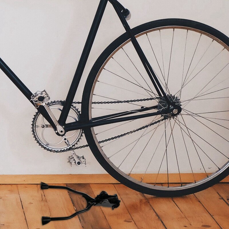 1 Pcs Stable Iron Double Leg Mount Stand Bicycle Kick Stand & 1 Pair Retro Bike Handlebar Grips Bike Handle