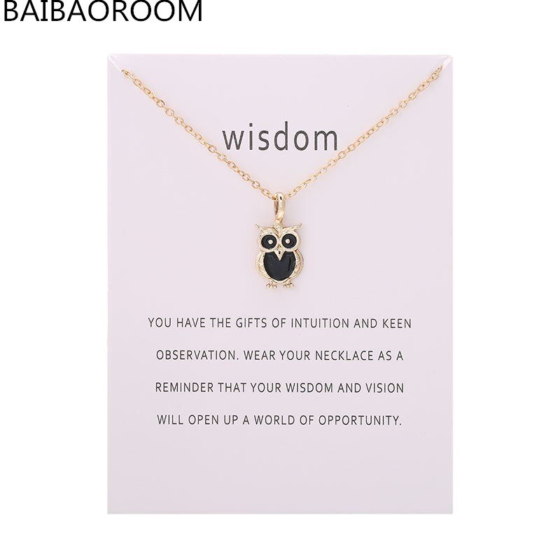 Color Glaze Wisdom Owl Pendant Necklace Jewelry For Women Girl