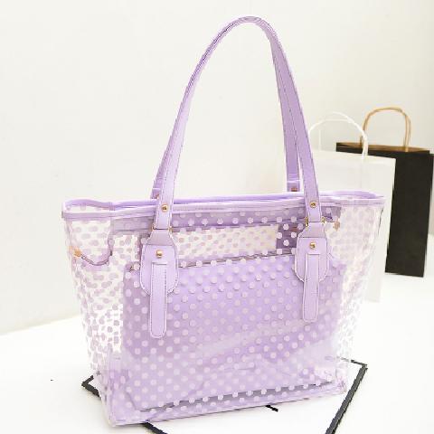 Sac à main Transparent pour femmes, joli Sac Transparent pour bonbons, Point Pvc plage, Sac à bandoulière étanche, gelée,: Violet